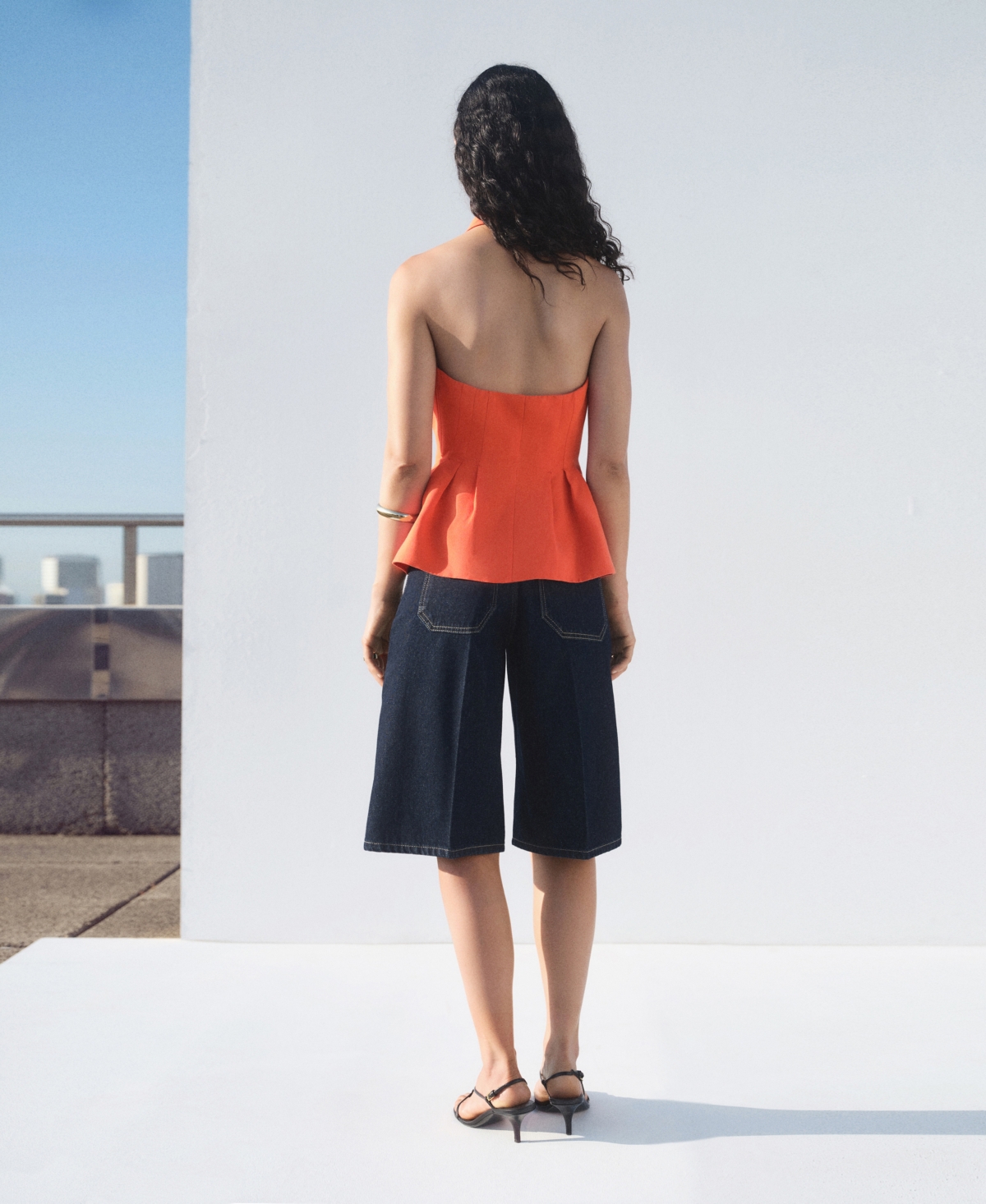Mango Women's Halter-neck Peplum Vest In Red