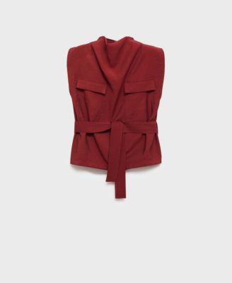 Women's Draped Neck And Belt Blouse