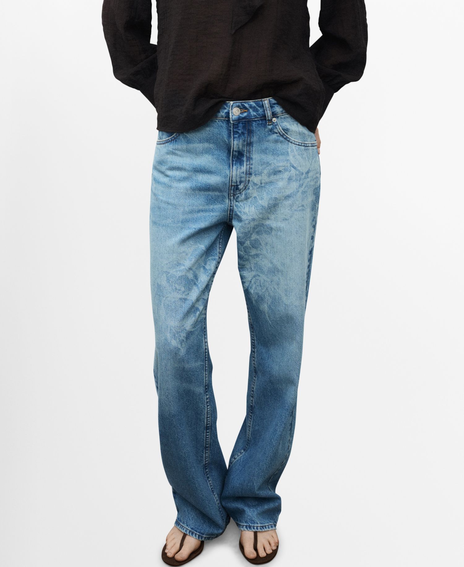 Women's Floral Pattern Straight-Leg Jeans