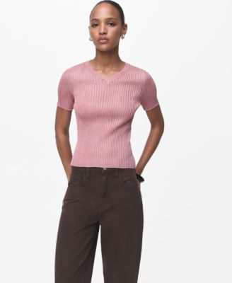 MANGO - Women's Short-Sleeved Lurex Sweater