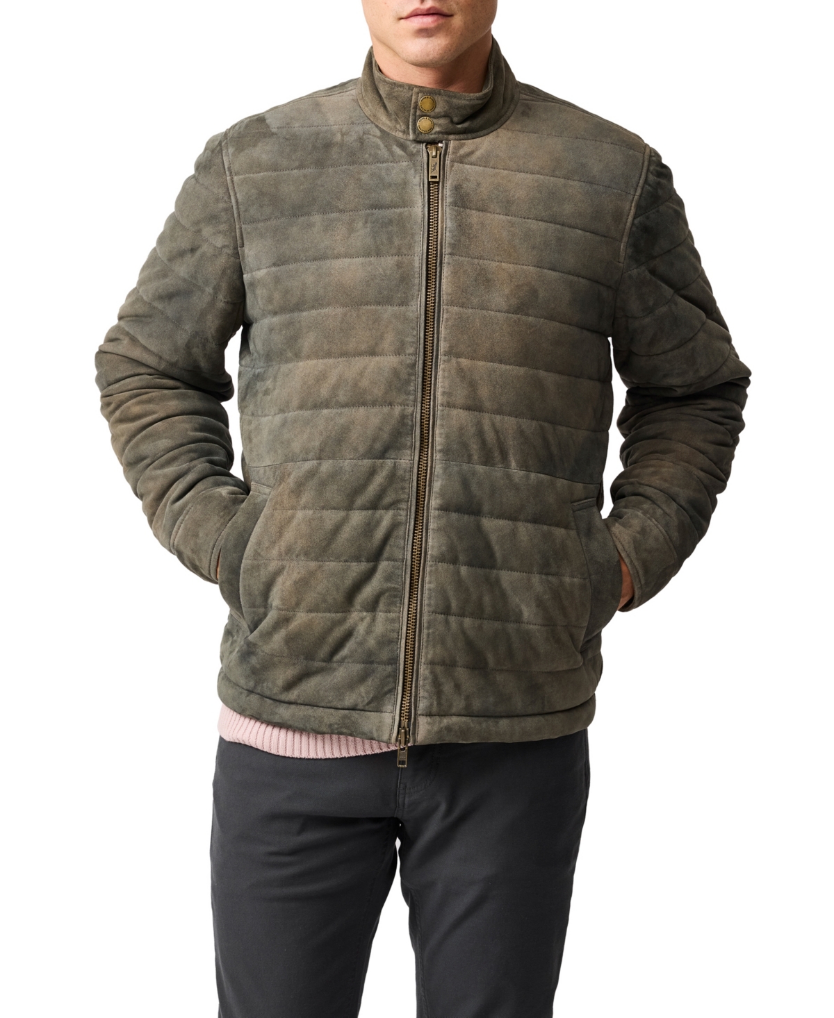 Rodd & Gunn Long Island Leather Jacket In Gray