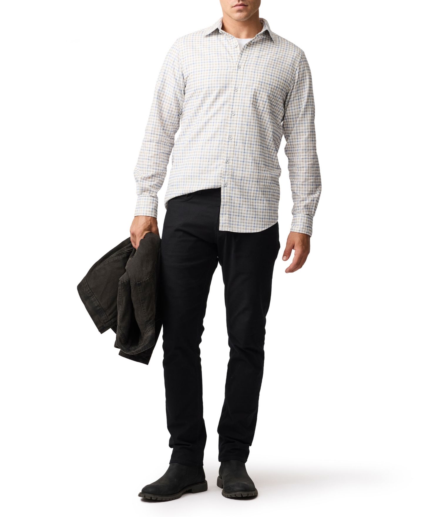 Мужская рубашка Rodd & Gunn Fox Street Long Sleeve Slim Fit, цвет: River — фото 3