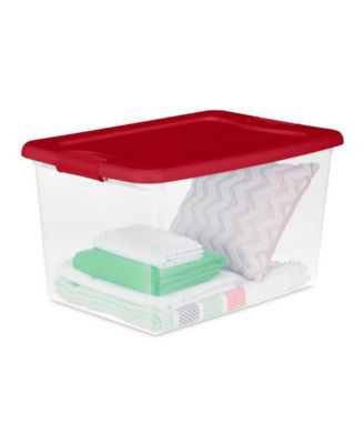 64 Qt. Clear Plastic Latching Lid Storage Bin Container Tote, 12 Pack