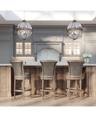 Pullman Bar Stool in Reclaimed Oak Finish, Ronan Stone, Set of 2