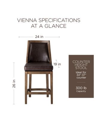 Vienna Counter Stool, Walnut Finish w/ Marksman Saddle Leather
