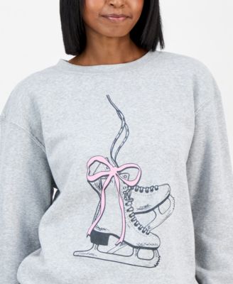 Juniors' Ice Skates Graphic-Print Sweatshirt