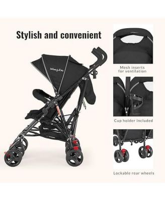 Baby Volgo Twin Umbrella Stroller, Black