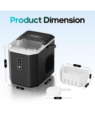 26lbs/24H Portable Countertop Self-Cleaning Ice Maker, 9 Bullet Cubes in 6 Mins with Handle