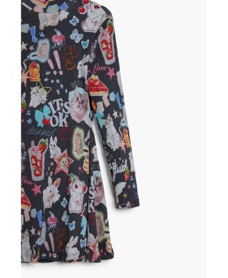 Girls's Long sleeve cat skater dress