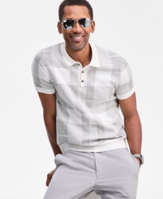 Men's Cotton Plaid Short-Sleeve Polo Sweater, Macy's Exclusive