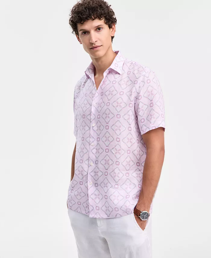 Men's Casa Regular-Fit Floral Button-Down Linen Shirt - thumbnail 5