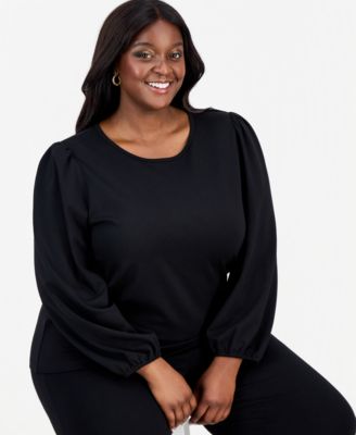 AK Anne Klein - Plus Size Blouson-Sleeve Top