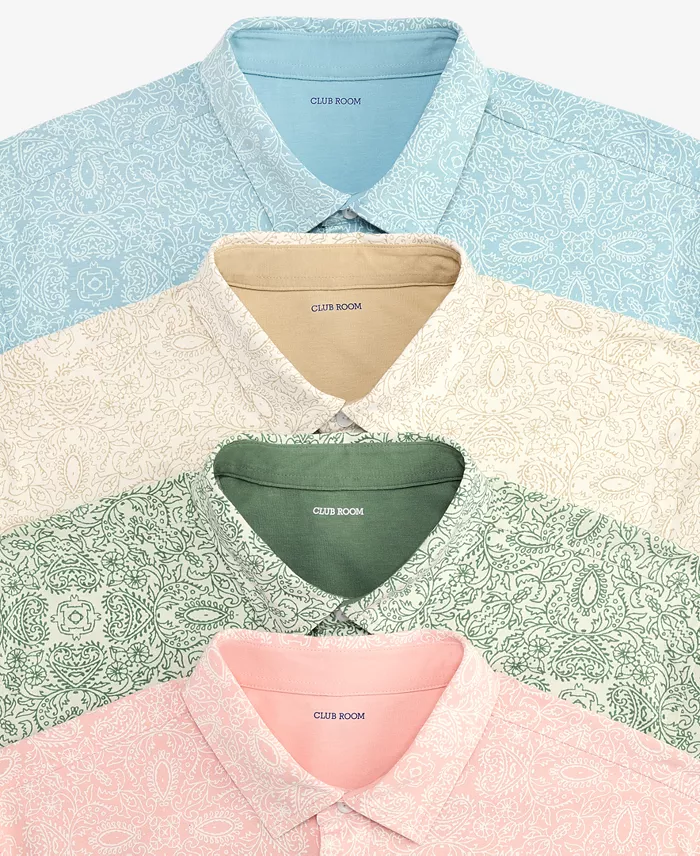 Men's Pima Cotton Medal Print Short-Sleeve Button-Up Knit Shirt - thumbnail 5