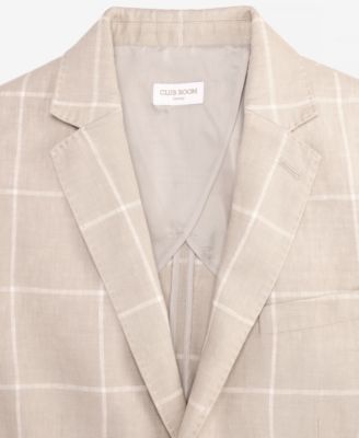 Men's Classic-Fit Window Pane Linen Blazer, Macy's Exclusive