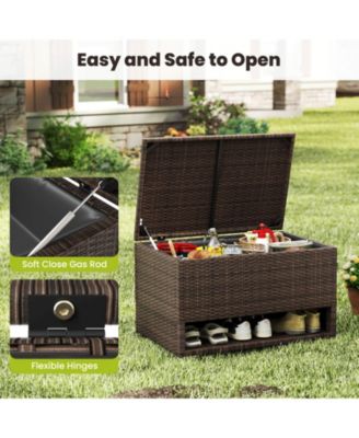 48 Gallon Deck Box with Shoe Rack Waterproof Liner Lid Outdoor Storage Box