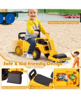 Kids Ride on Road Roller w/ Adjustable Roller Engine Sound Under-Seat Storage