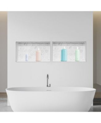 Wall-Mounted Recessed Shower Niche Shelf for Organized Bathroom Storage