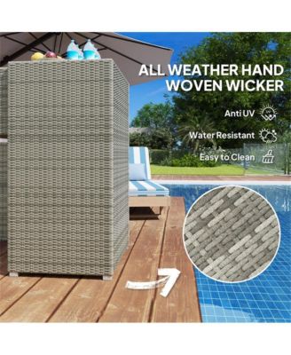 Outdoor Towel Rack Cabinet with Storage Shelves and Rolling Wardrobe Locker