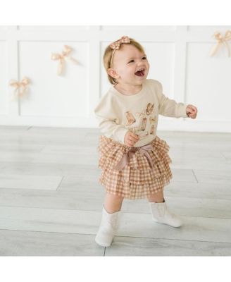 Baby Girl's Gingham Printed Tulle Bow Baby Headband