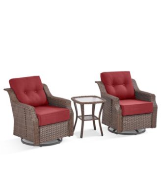 Farmhouse Outdoor Wicker Swivel Glide Chair Set with 6" Thickness Cushions