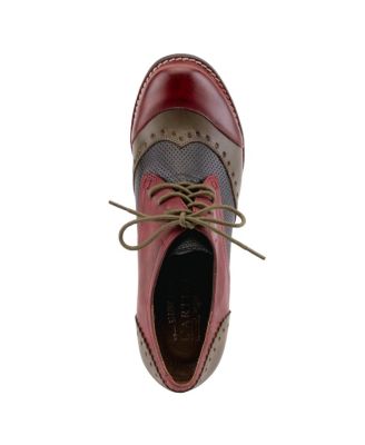 Women s Bardot Hand-Painted Leather Oxford Shoes and Lace-Up Derby Style Pumps