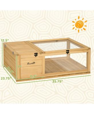 Box Turtle Habitat Lockable 36" L x 24" W x 12.5" H, Cedar Wood