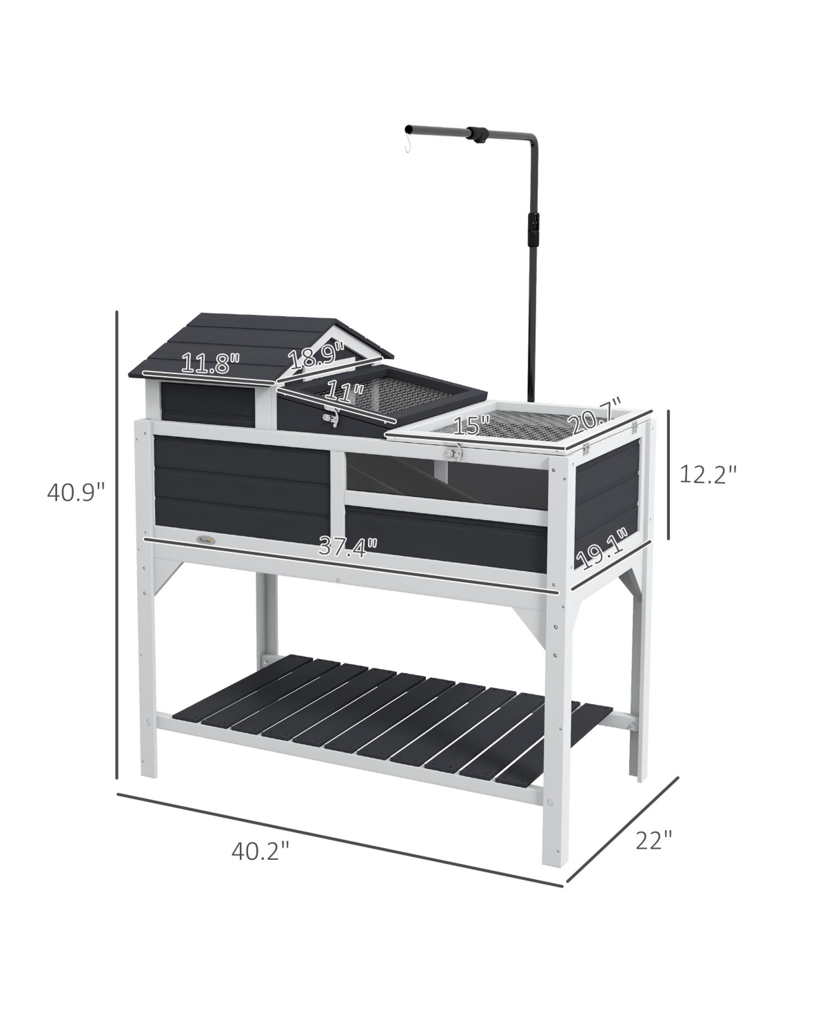 PawHut Tortoise Habitat with Adjustable Lamp Holder, Storage Shelf,