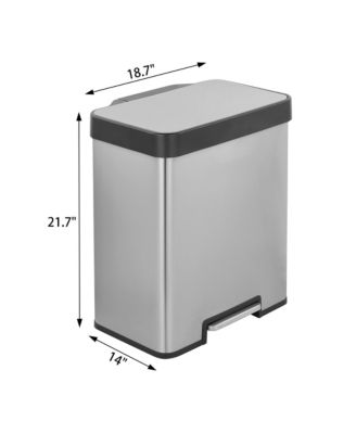 10.6 gallon rectangular step-on recycling trash can with two 20 liter compartments