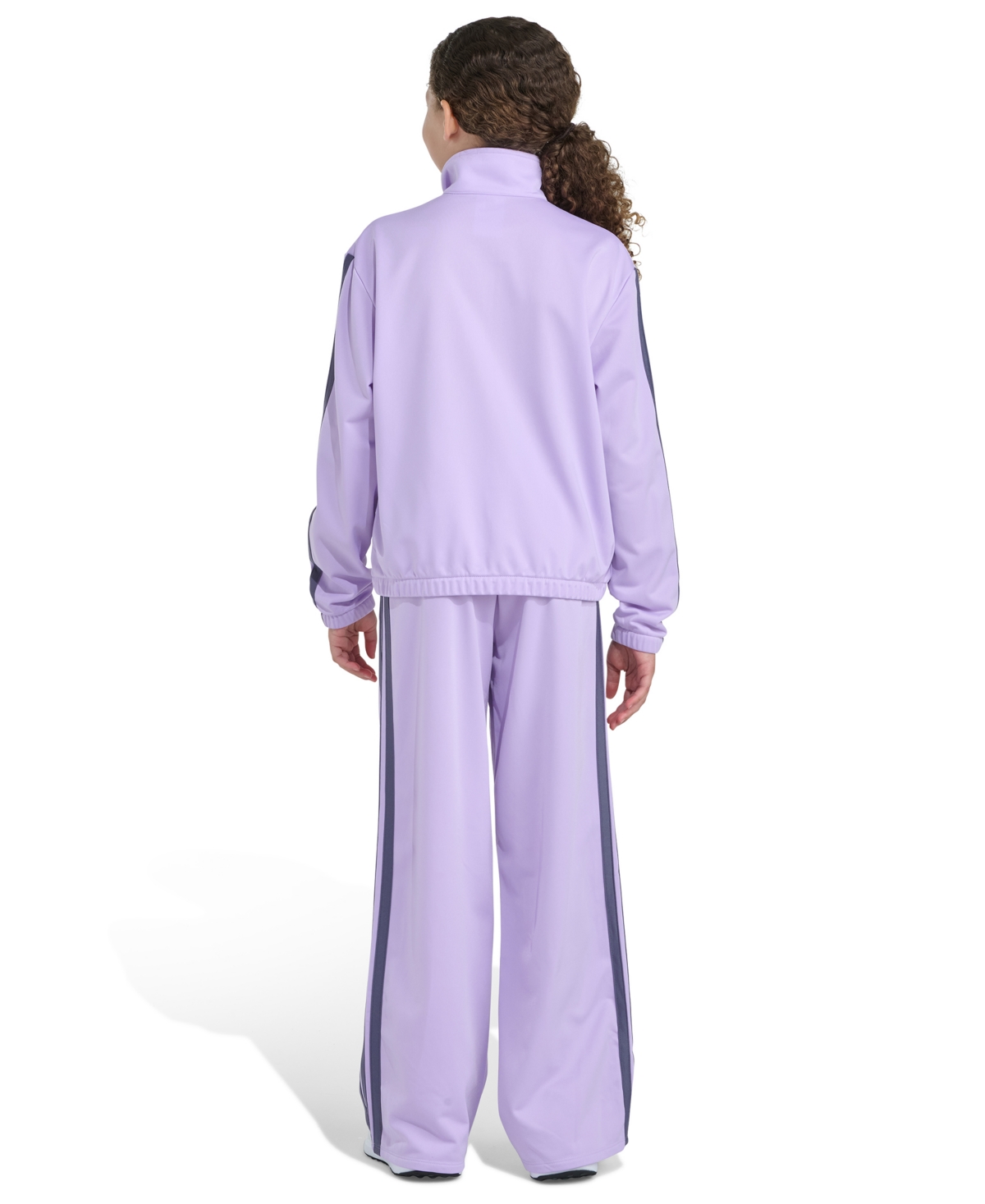 Adidas Originals Big Girls 8-16 Two-piece Full-zip Jacket And Wide Leg Tricot Pants Set In Purple