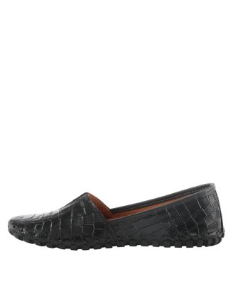 Kathaleta-Croco Leather Slip-On Comfort Flats with Arch Support & Removable Insole