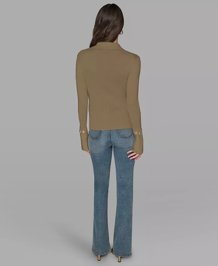 Women's Contrast Collared Sweater - thumbnail 9