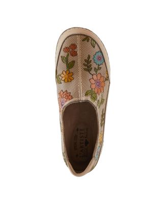 L’Artiste Women’s Libora-Delite Handpainted Leather Floral Slip-On Shoes with Removable Insole
