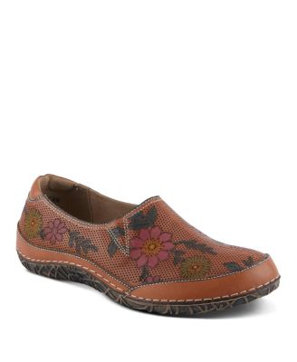 L’Artiste Women’s Libora-Delite Handpainted Leather Floral Slip-On Shoes with Removable Insole