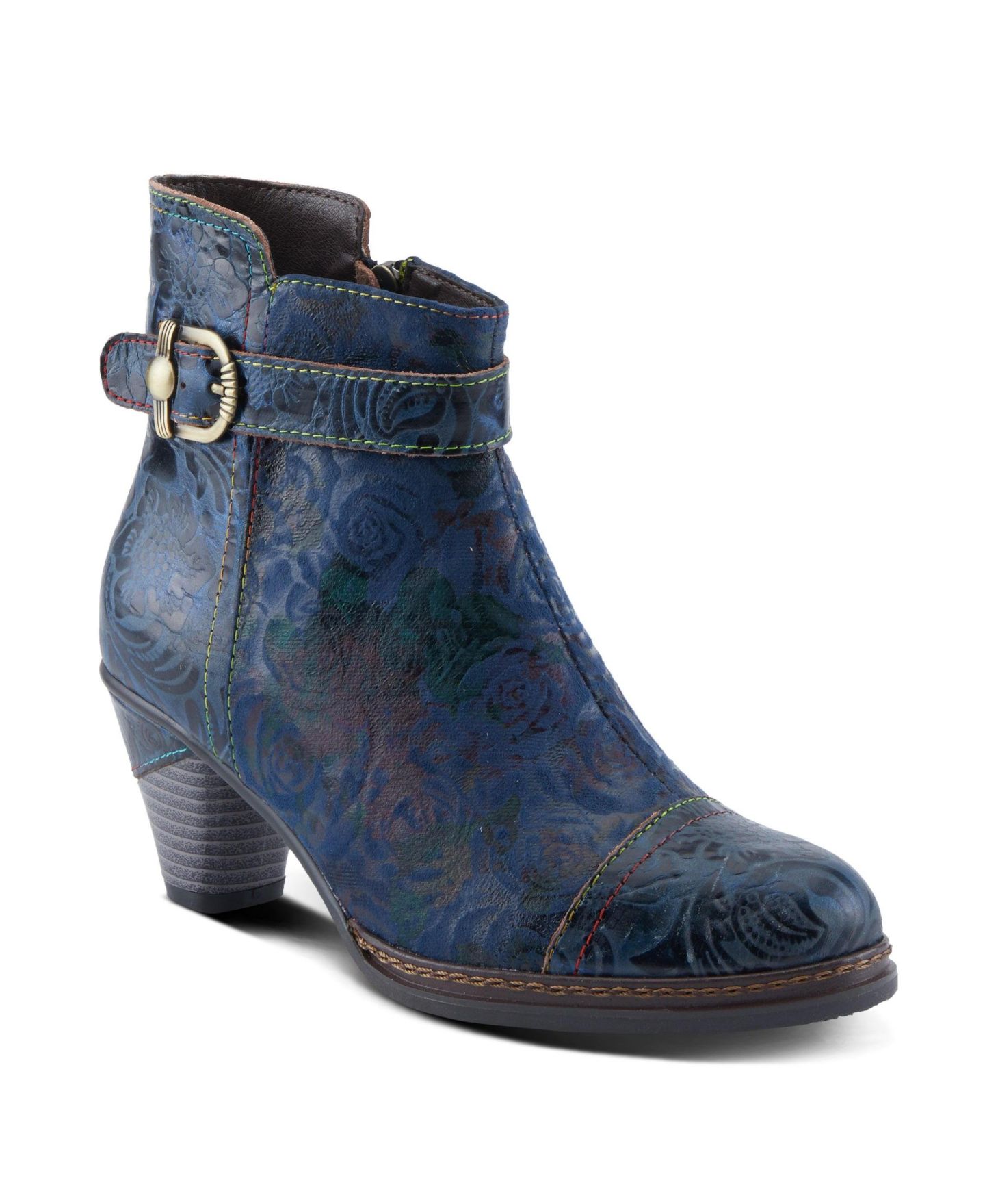 Женские ботинки L'Artiste Spring Step Antilles Bootie with Floral Embroidery, цвет: Синий — фото 1
