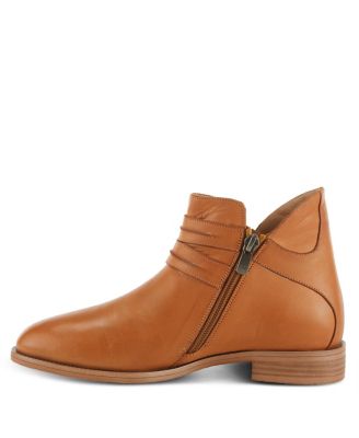 Pristina Leather Bootie with Double Decorative Buckles and Inside Zipper