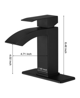 Waterfall Single Hole Single-Handle Low-Arc Bathroom Sink Faucet With Pop-up Drain Assembly In Gold Black