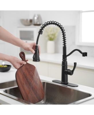 Single-Handle Pull-Down Sprayer 3 Spray High Arc Kitchen Faucet With Deck Plate