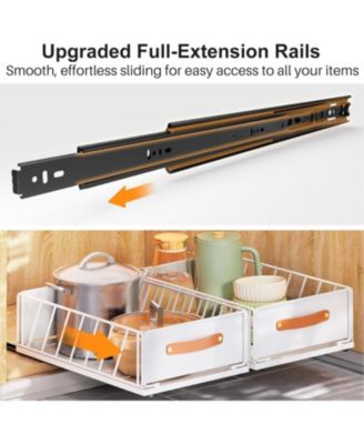 Pull out Cabinet Organizer Fixed with Adhesive Nano Film,Heavy Duty Slide out Pantry Shelves Drawer Storage,Sliding Mesh Cabinet Basket with Handle for Kitchen, Bathroom,Home, 11.8W"X 15.7D"X6.2"H