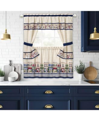 Bon Appetite French Chef 5 Piece Rod Pocket Cafe Kitchen Curtain Tier & Swag Set