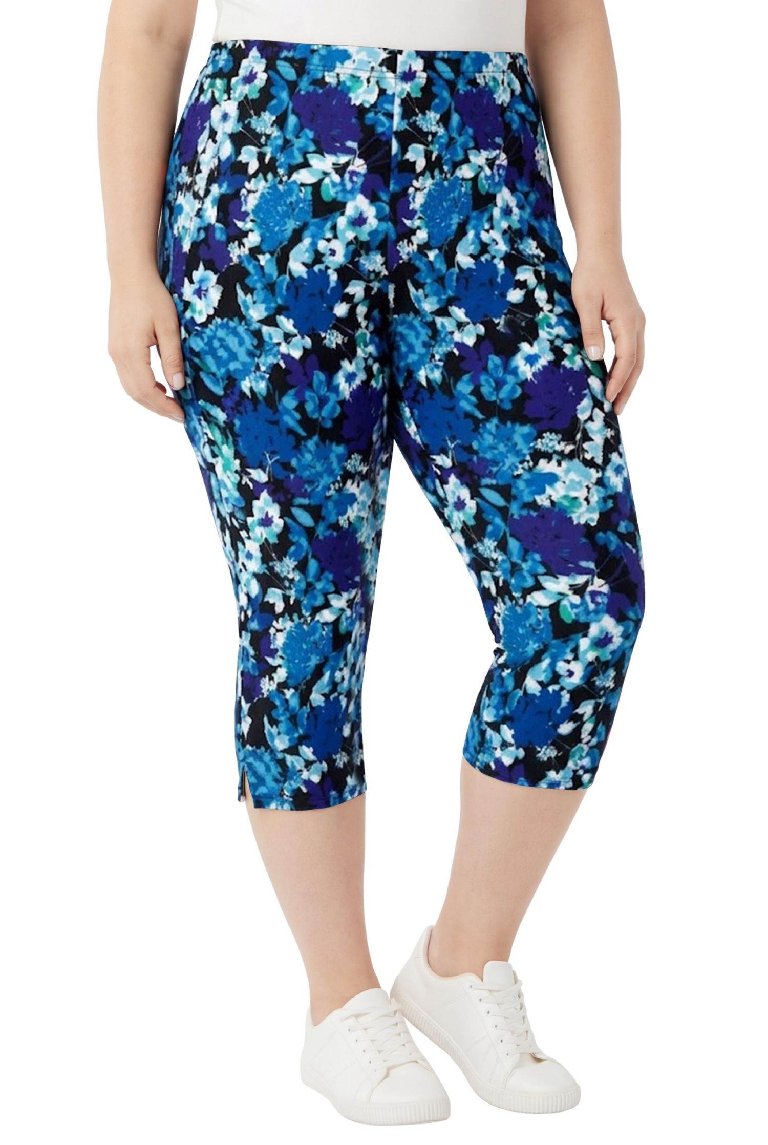 Women's Within Stretch-Cotton Knit Pull-On Printed Capri Leggings