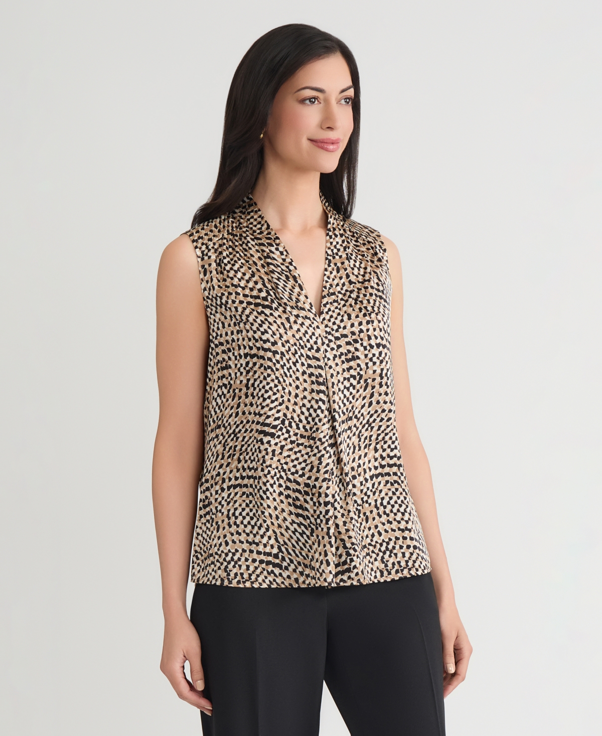 Kasper Women's Petite Printed Sleeveless Top In Multi