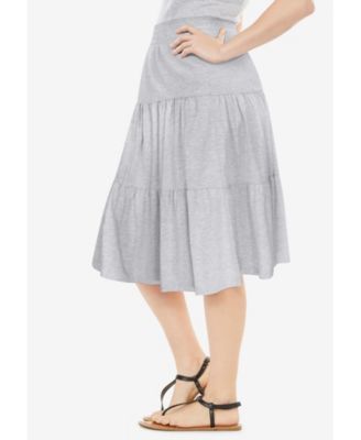 Women's Plus Size Elastic-Waist Knit Tiered Skirt