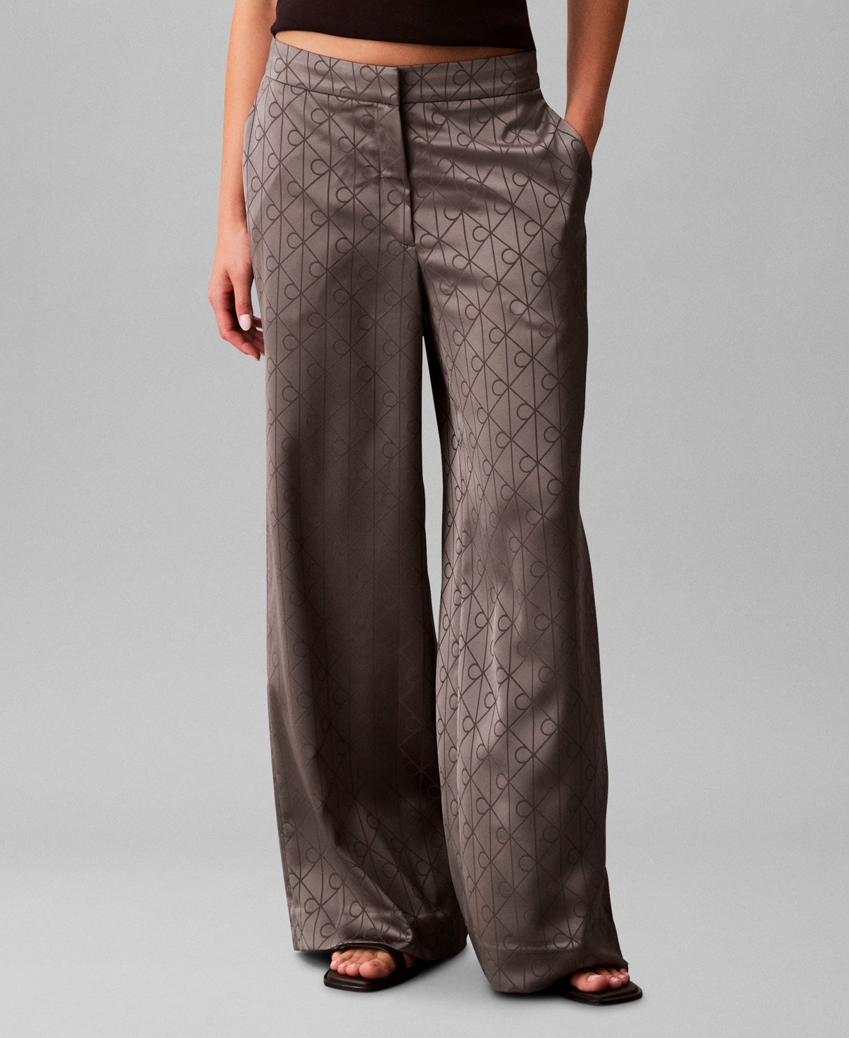 Calvin Klein Women's All-over Print Wide Leg Trousers In Animal Print