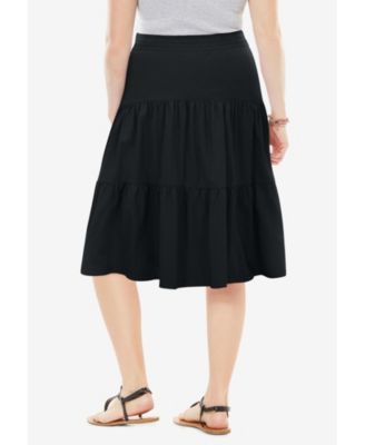 Women's Plus Size Elastic-Waist Knit Tiered Skirt