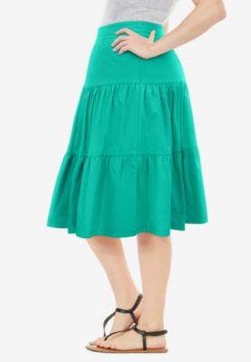 Women's Plus Size Elastic-Waist Knit Tiered Skirt