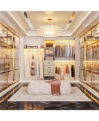 8-Foot Walk-In Closet Organizer with 3 Shelving Towers, Heavy-Duty Clothes Rack and 3 Drawers