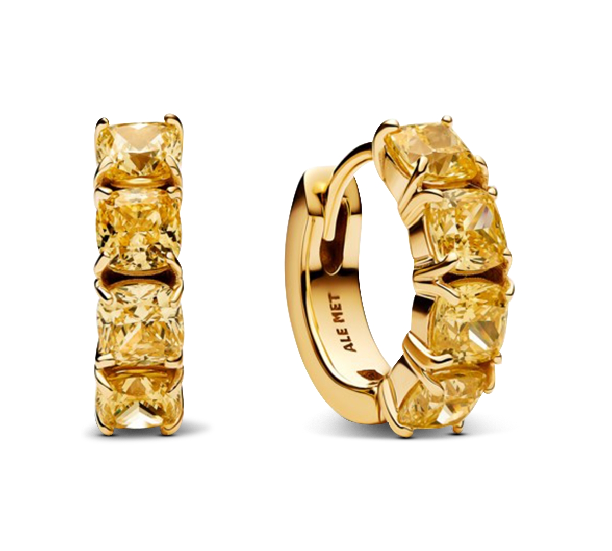 Pandora Yellow Hoop Earrings In Gold