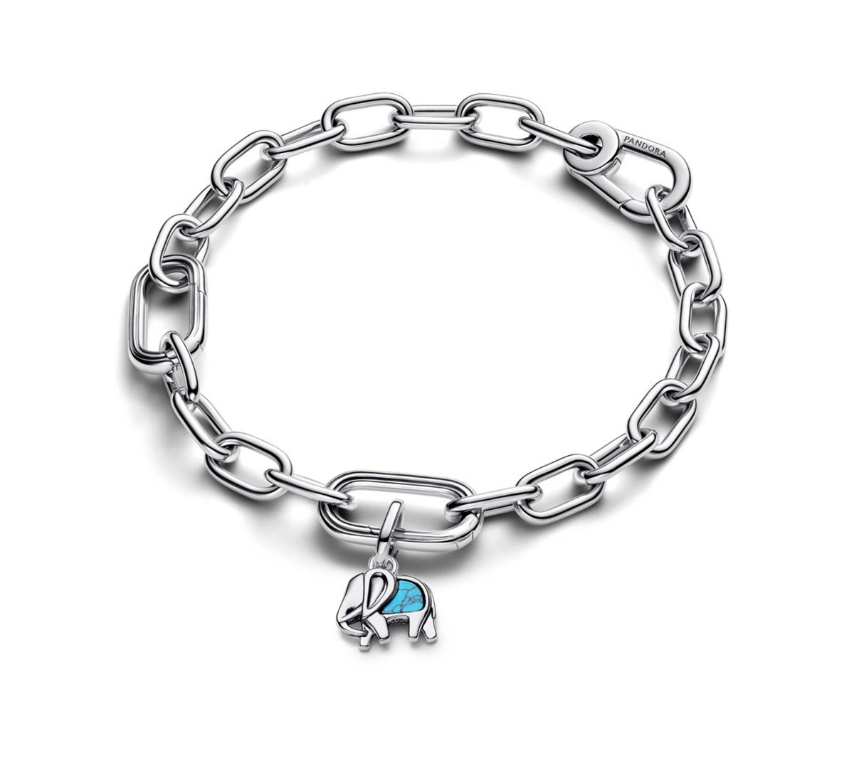 Pandora Turquoise-coloured Elephant Mini Dangle Charms In White