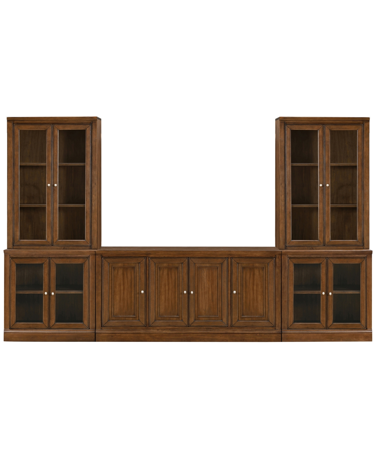 Macy's Amren 65" 4 Door Console With Door Hutches And 2 Door Bases In Brown