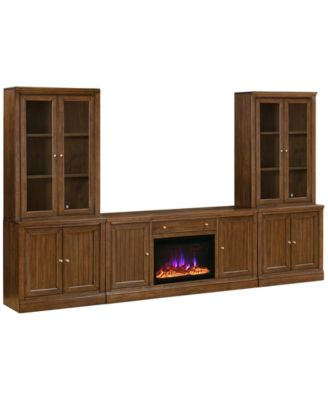 Amren 65" Wood 2 Door Console with 2 Door Hutches and 2 Door Bases with Fireplace Insert
